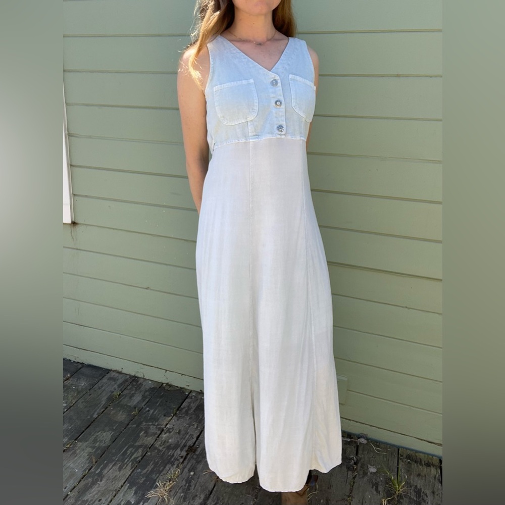 Vintage Small empire waist vested dress 90s Bridgerton maxi